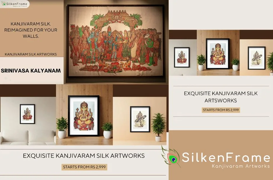 Find Authentic Kanjivaram Silk Art Featuring Goddess Mahalakshmi for Elegant Gifting and Decor Find Authentic Kanjivaram Silk Art Featuring Goddess Mahalakshmi for Elegant Gifting and Decor